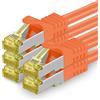 1aTTack.de Cavo di rete Ethernet Lan Cat.7 SFTP spina RJ45 Cat6a doppia schermatura 10000 Mbit/s compatibile con Cat5 Cat6 Cat6a Cat8 per switch Router Modem Patchpanel Arancione / 5 pz 0,25m
