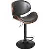 HOME DECO FACTORY The Sedia a barra alta, stile retrò, in legno, ferro, nero, 52,5 x 51 x 97-118