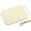 Ompagrill Set Pietra Refrattaria Rettangolare 30x38 cm con Supporto e Rotella Tagliapizza