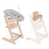 Stokke Seggiolone Tripp Trapp di Stokke, Natural (Include Sedia + Baby Set 2) con Newborn Set (Grey) - Design Sicuro, Regolabile, Ergonomico