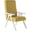ESSEGI Poltrona legno FIAMMETTA ESSEGI SRL Relax reclinabile LACCATO Bianco tessuto Giallo Senape Sfoderabile