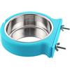 MOACC Ciotole da Appendere per Animali Domestici, 2 in 1 Rimovibile Acciaio Inox Ciotola, Gabbia Appendere Ciotole per Cani, Gatti, Coniglio, Criceto, Porcellino D'India, Furetto, 520ML, Blu