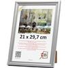 3-B Cornice portafoto Mori - argento - 21 x 29,7 cm (A4) - Cornice in legno, cornice per documenti con vetro acrilico