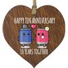 Stuff4 Targa in legno per 10° anniversario di matrimonio, regalo per marito e moglie, 10 anni insieme, con scritta in lingua inglese Happy Tin Anniversary, per donne e uomini, partner, in legno scuro, idea
