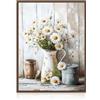 Dazzlewall Quadro Margherite Vintage Rustico, Poster Botanico per Bagno Stile Farmhouse Soggiorno 30×40 cm Senza Cornice