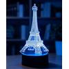 BIRBANN Lampade Eiffel luminosa, 7 colori illusione 3D Lampade d'atmosfera Crea un ambiente favorevole al sonno e decora le camere dei bambini, regali di compleanno per ragazzi