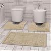 Comart - Set Tappeti Nicole da Bagno - Tre Pezzi - Tappetino Rettangolare 50x80 cm + Due Girowater 50x40 cm - Tris Antiscivolo ad Asciugatura Rapida - Traspiranti - Lavabili in Lavatrice - Beige