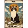 GLOBLELAND Targa in peltro VIII STRENGTH motivo carte di tarocchi per gatto targa in metallo vintage 12x8 Pollici decorazione da parete divertente per la casa fattoria bar club