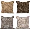 ASDCXZ Set di 4 federe per cuscino boho, 45 x 45 cm, stile vintage, beige, marrone, grigio, con fiori, foglie, per divano, cuscino decorativo, lavabile, in poliestere, lino, per esterni