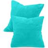 npluseins Set da 2 federe in morbido pile color corallo (2 pezzi) 1257.1667, 40 x 40 cm, turchese