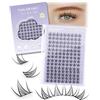 NAGARAKU Ciglia a Ciuffi Doll Eye Fai da Te 126Pcs Cluster 0.07mm C 10-12mm Wispy Morbide Stelo Largo Thin Band Naturale Leggere Riutilizzabili Principianti Occhi Grandi Uso Quotidiano Snow Lotus