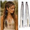 Dsoar Clip in Boho Braids 20 Pollici 2 Pezzi Posticci Intrecciati Bohémien con Perline e Ciondoli Dread Sintetici Resistenti al Calore per Cosplay Uso Quotidiano