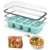 Ozwen Confezione da 2/2 tazze extra large in silicone per zuppe congelatori con coperchio, per preparare i pasti con contenitore per zuppe, congelatore, alimenti per bambini, stampi per salse, brodo e