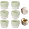 PRITOK Set di 6 tazzine da caffè in ceramica da 150 ml, con pareti spesse, colorate, senza manico, per caffè, tè e latte