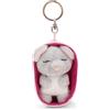 NICI Sleeping Pets 63166 - Portachiavi con topolino di peluche (8 cm) addormentato in un cestino, accessorio di peluche per zaino o borsa, portachiavi per grandi e piccini, multicolore