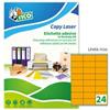 TICO Etichette adesive LP4F - in carta - con margini - permanenti - 70 x 36 mm - 24 et-fg - 70 fogli - arancio fluo - Tico (unità vendita 1 pz.)