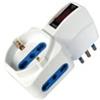 MKC Adattatore con spina 10A verticale - 2 prese bipasso 10-16A + 1 presa Schuko - MKC (unità vendita 1 pz.)