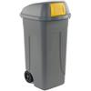 Mobil Plastic Bidone mobile Push - con coperchio - 49x54x95 cm - 100 L - grigio-giallo - Mobil Plastic (unità vendita 1 pz.)
