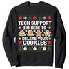 Tech Support Ugly Christmas Sweater Funn Supporto Tecnico Sono Qui per eliminare i Tuoi Biscotti Brutto Natale Felpa, Unisex per Adulti, Grigio Scuro, M