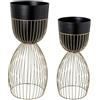 DRW Set di 2 vasi con Base in Metallo Nero e Oro 76,5 x 32 x 32 cm