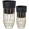 DRW Set di 2 vasi in Metallo con Gambe in Oro 68 x 30 x 30 cm