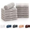 Todocama - Set di 12 asciugamani (30 x 30 cm) 100% cotone morbido e assorbente, 550 gsm premium, (grigio chiaro)