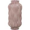 DRW Vaso da Pavimento con Forme a Righe in Ceramica Rosa Bastone Lucido 38x20x20 cm