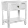 DRW Comodino con 1 cassetto e 1 ripiano in Legno Bianco 50,5 x 45 x 28,5 cm