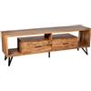 DRW Mobile TV con 2 cassetti in Legno e Gambe in Metallo Naturale e Nero 60 x 175 x 40 cm