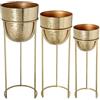 DRW Set di 3 vasi in Metallo in Oro 81 x 30 x 30 cm