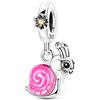 The Charmery Charm a forma di lumaca rosa, in argento 925, compatibile con braccialetti Pandora, Trollbeads, Chamilia, Biagi e molti altri braccialetti con charm del Regno Unito.