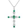 JiaYang Collana a croce in argento sterling con ciondolo a croce in smeraldo scintillante Vintage Barocco Gioielli Cristiani