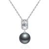 ZDaoBen Collana Perle Donna in Argento Sterling 925 Pendente Collana di Perle con Zirconi Diamanti Gioielli da Regalo per Donna Perle Grigio Scuro 12 mm