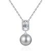 ZDaoBen Collana Perle Donna in Argento Sterling 925 Pendente Collana di Perle con Zirconi Diamanti Gioielli da Regalo per Donna Perle Grigio Chiaro 12 mm