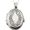 Alylosilver Collana con medaglione con pendente in argento medaglione ovale con mantovana sterling per donna. Include Catena in Argento da 45 cm e Scatola Regalo