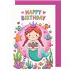Edition Seidel Biglietto di auguri di compleanno con busta, biglietto di auguri di compleanno con scritta inglese Sirenetta, principessa subacquea, per ragazze e bambini (G4008 SW026)