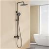 Auralum Colonna Doccia con Miscelatore, Asta Doccia con Soffione e Doccetta 3 Modalità, Saliscendi Doccia Acciaio Inox Altezza Regolabile 90-130cm, Miscelatore Doccia Esternoe, Nera