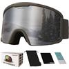 OUTDOORSPARTA Occhiali da sci per adulti - Occhiali da sci compatibili con casco per uomini e donne con protezione UV al 100% (4. Cornice Bianca, Obiettivo Pieno Specchio Oro)