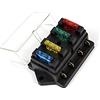 AWEHIRU Adattatore a 4 moduli per fusibili da auto, ATO ATC 12 V/24 V, con 4 cassette di sicurezza