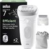 Braun Silk-Épil 7 Epilatore Elettrico Donna con Testina Ampia per Facile Rimozione Peli, Rasoio Elettrico Donna, Wet&Dry, Pelle Liscia a Lungo, con Testina Radente, Cappuccio Regolatore,7-030,Argento