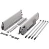 cyclingcolors 2x Cassetto completo con guide + pannello + supporto anteriore e posteriore + coperchio viti Binari scorrevoli mobili cucina, altezza 204mm, lunghezza 450mm, grigio, reling rotondo x4