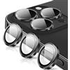 Oelrstfe Pellicola Fotocamera per iPhone 16 Pro/16 Pro Max,Posteriore Obiettivo Protezione Vetro Temperato,HD Trasparente Lente Schermo,Durezza 9H Anti-graffio Ultra Resistente Camera,Nero