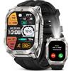 KOSPET Tank M4C Smartwatch con GPS, Corpo robusto in metallo completo, Torcia LED,Batteria 50 Giorni, Monitor Salute 24/7,5ATM/IP69K,170+ modalità sportive, Schermo da (Pollici, 1.96, M4C-Argento)