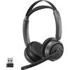 Nuroum HP31-DU(2nd Gen) Cuffie con Microfono Bluetooth, Cuffie Wireless ENC a Cancellazione di Rumore con Stazione di Ricarica, Dongle/USB-A&C/Bluetooth, Confortevole 45H Lavoro per Lavoro/Chiamate