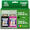 KNOWINK 302XL Cartuccia Compatibile per Cartucce HP 302 Nero e Colore XL Inchiostro per HP Envy 4520 4525 Officejet 4650 3830 5220 5230 Deskjet 2130 3630 Cartucce Stampante(2-Pack)