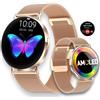 LUNIQUESHOP Smartwatch Donna Chiamate Bluetooth, 1.19 HD Smart Watch ROUND Orologio con Cardiofrequenzimetro SpO2 Sonno Fisiologia Femminile IP68 Messaggi 100 modalità Sportive iOS Android Oro Rosa