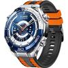 GIOPUEY Cinturini Compatibile con Huawei Watch Ultimate 2, Morbido TPU Cinturino [Design a Colori di Giunzione] - Black/Orange