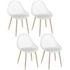 HOME DECO FACTORY, Set di 4 sedie da esterno Malaga, Polipropilene, Bianco Marrone, 57 x 80,2 x 51,2 cm, Seduta comoda, resistente alle intemperie