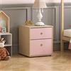 Junior Vida Neptune Comodini per Camera da Letto con 2 Cassetti, Mobili per Bambini, Rosa e Quercia, Altezza 76 x Larghezza 64,5 x Profondità 40 cm circa