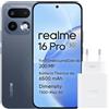 realme 16 Pro 5G Smartphone, 8GB+256GB, Display AMOLED 144Hz 6,78, Batteria 6500mAh, Fotocamera 200MP OIS, IP69K, Ricarica Rapida 45W, Doppia SIM, Next AI, Grigio (Con Adattatore)